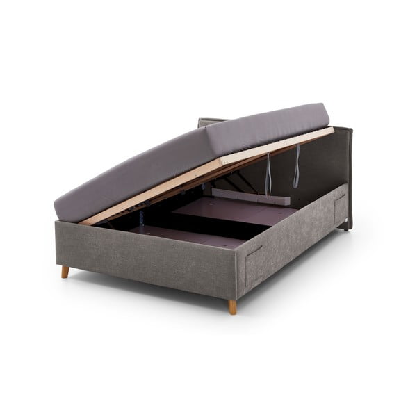 Letto da bambini grigio imbottito con contenitore con rete inclusa 120x200 cm Fun – Meise Möbel-image-2