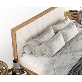 Letto boxspring con contenitore in crema-naturale 160x200 cm Asahi - Maison de Rêve