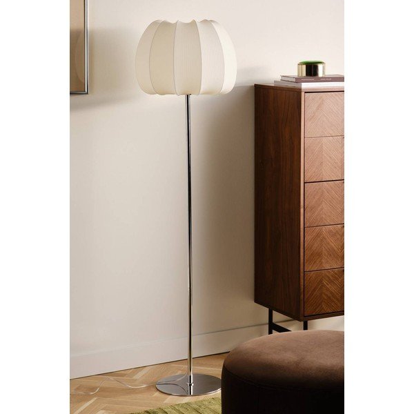 Lampada da terra bianca/color argento lucido in tessuto (altezza totale 150 cm) Pion – Jotex-image-2