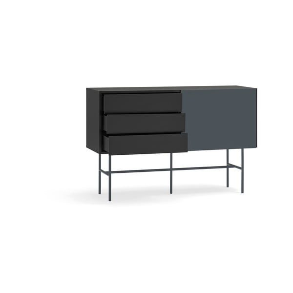 Cassettiera bassa nero/antracite con ante scorrevoli 140x91 cm Nube - Teulat-image-4