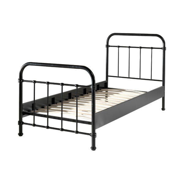 Letto per bambini in metallo nero , 90 x 200 cm New York - Vipack-image-1