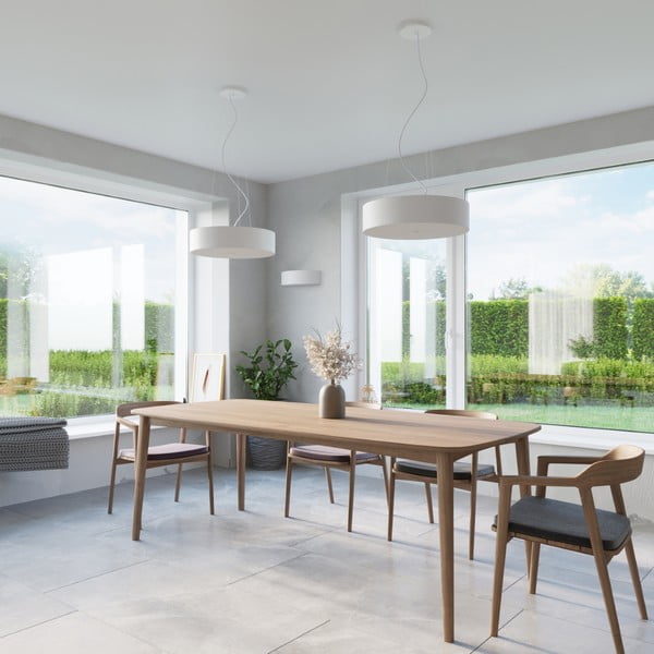 Lampada da soffitto bianca con paralume tessile ø 90 cm Herra - Sollux-image-4