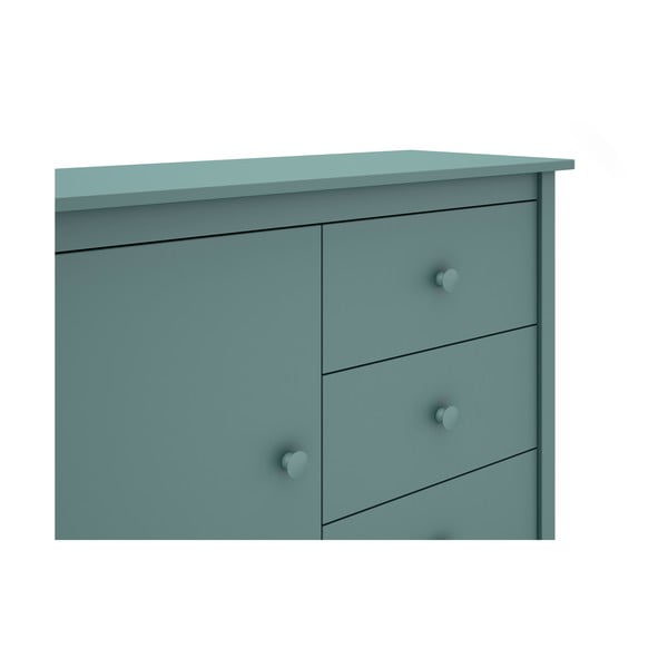 Cassettiera bassa per bambini in legno di pino color petrolio 90x80 cm Max - Marckeric-image-1