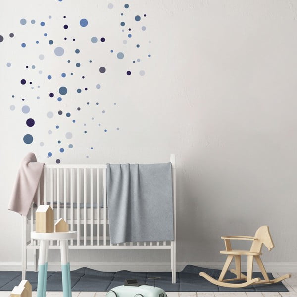 Set di 100 adesivi murali blu Adesivi rotondi - Ambiance-image-3