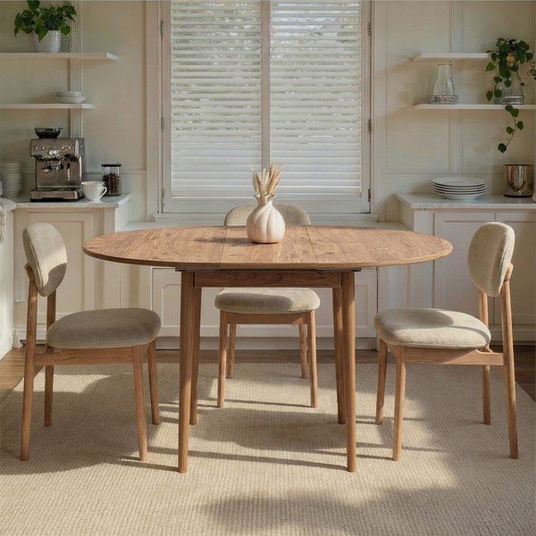 Tavolo da pranzo rotondo con effetto pino allungabile con estensione ø 100 cm Viona – Kalune Design-image-1