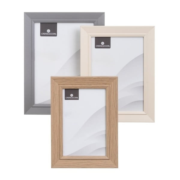 Cornici da appoggio/parete in colore marrone-naturale in set di 3 pezzi 14x19 cm - Casa Selección