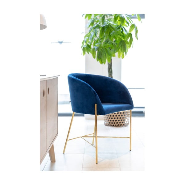 Sedia blu scuro con gambe in oro Nelson - Interstil-image-4