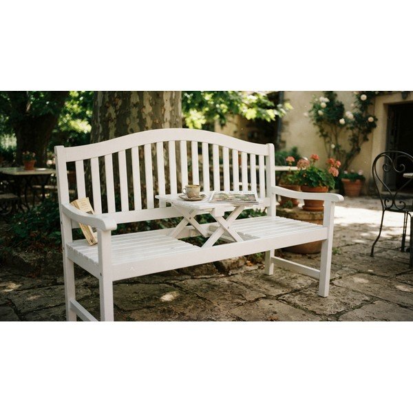 Panchina da giardino in legno bianco Singapore - Garden Pleasure-image-1