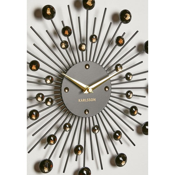 Orologio da parete in cristalli neri Sunburst - Karlsson-image-3