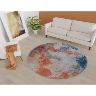 Tappeto rotondo lavabile blu-arancio ø 120 cm - Vitaus