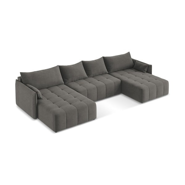 Divano angolare grigio scuro allungabile/con contenitore (a U) Moku – Makamii-image-2