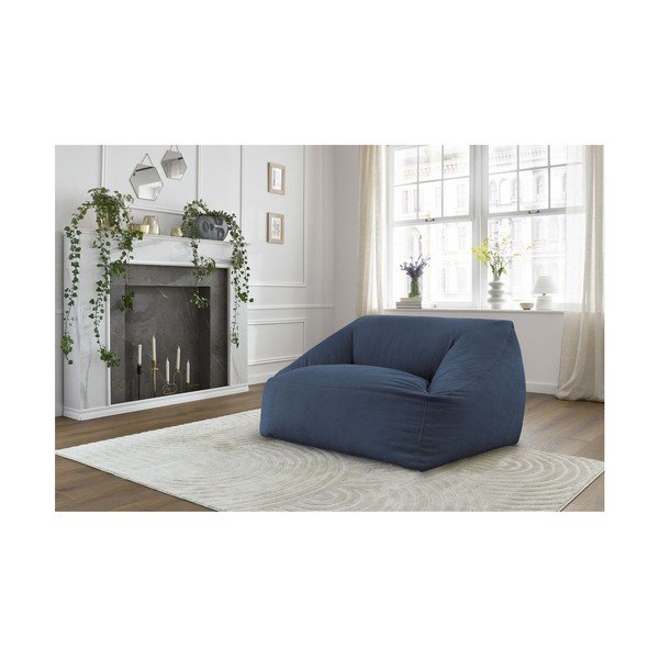 Puof a sacco blu scuro con rivestimento in velluto a coste Lilibet – Bobochic Paris-image-1