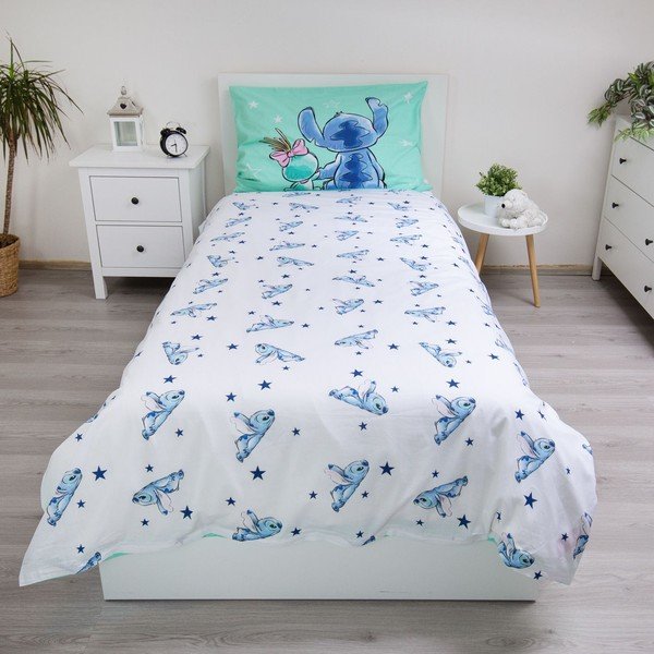 Set copripiumino e federa da bambini color menta in cotone per letto singolo 140x200 cm Lilo & Stitch "Buddies" – Jerry Fabrics-image-2