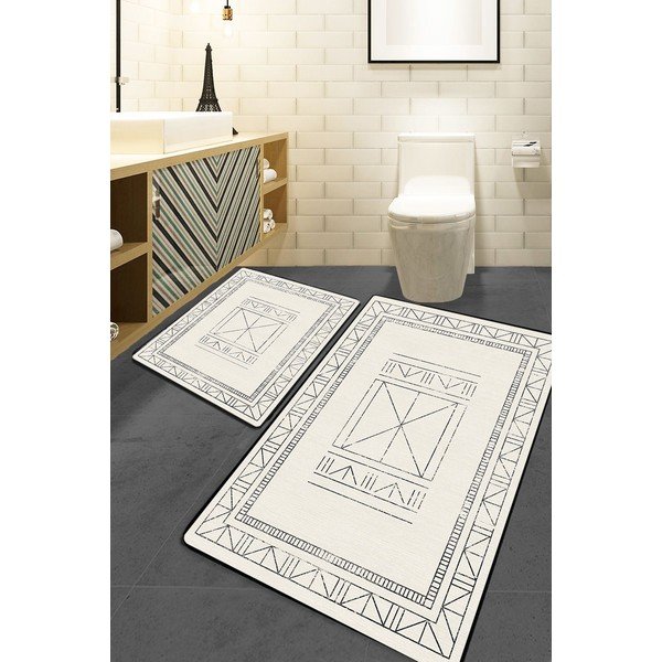 Set di tappetini per il bagno color crema 2 pz 60x100 cm Touch – Foutastic-image-1