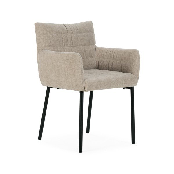 Sedia da pranzo beige imbottito con braccioli Naomi – MOME