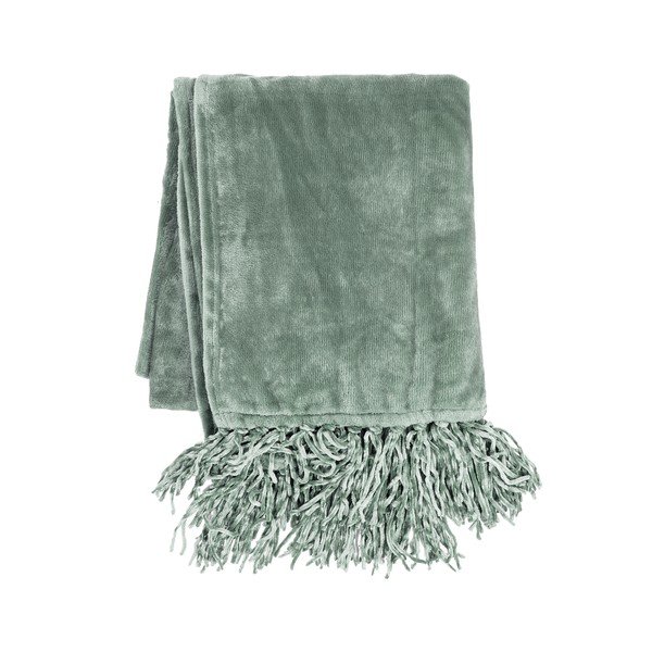 Coperta in micropile verde con nappe, 220 x 240 cm - Tiseco Home Studio