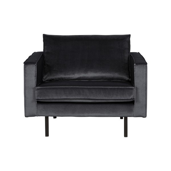 Poltrona in velluto grigio scuro Rodeo - BePureHome