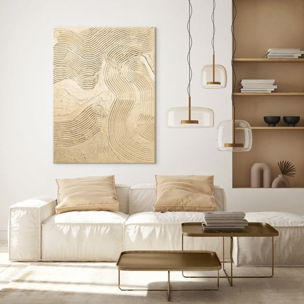 Quadro dipinto a mano 88x118 cm Metallic Champagne - Malerifabrikken-image-1