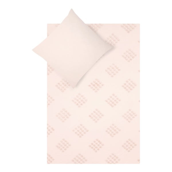 Biancheria da letto singola rosa in percalle di cotone, 135 x 200 cm Fia - Westwing Collection