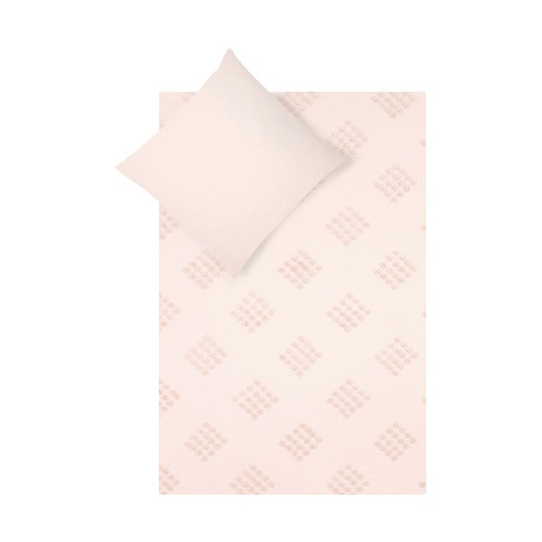 Biancheria da letto singola rosa in percalle di cotone, 135 x 200 cm Fia - Westwing Collection