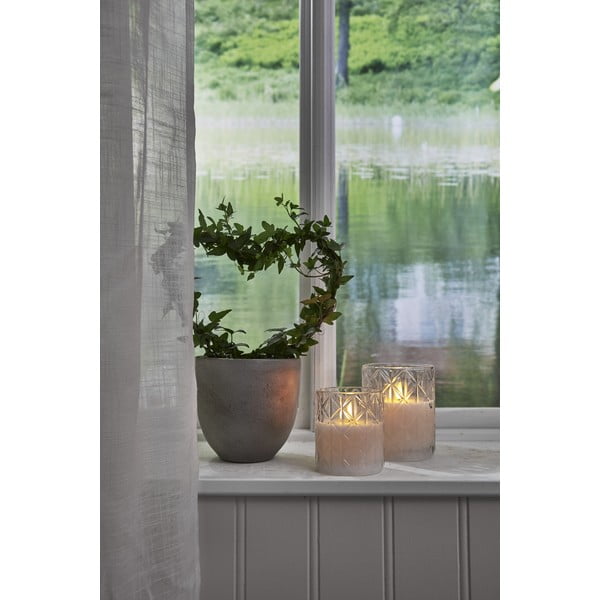 Candela di cera a LED bianca in vetro, altezza 10 cm Flamme Romb - Star Trading-image-4