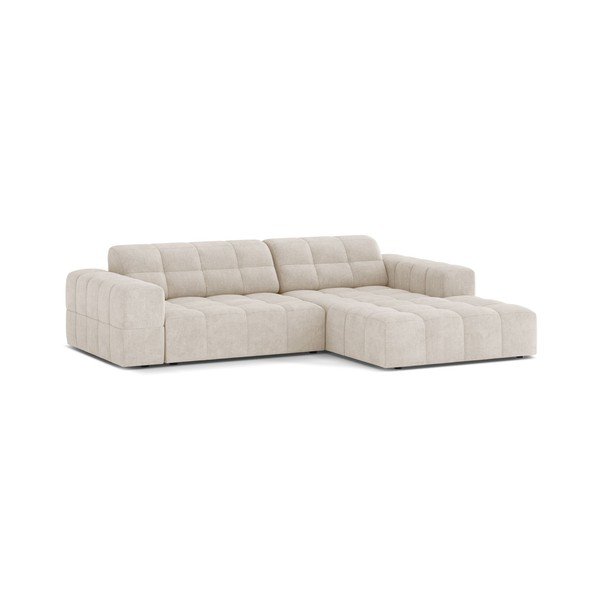 Divano angolare color crema (con penisola a destra/con chaise lounge) con rivestimento in ciniglia Chicago – Cosmopolitan Design-image-1
