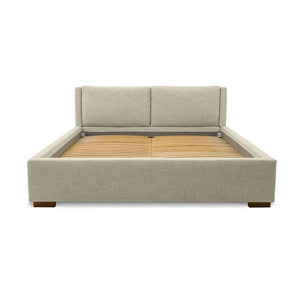 Letto matrimoniale imbottito beige con doghe in legno 160x200 cm Dreamer - Scandic-image-2