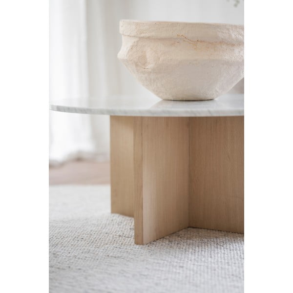 Tavolino rotondo in marmo bianco-marrone 90x90 cm Brooksville - Rowico-image-4