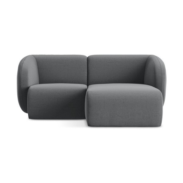 Divano angolare grigio (con penisola a destra/con chaise lounge) con rivestimento in velluto Lani – Makamii