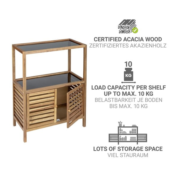 Mobile per bagno nero/di colore naturale in acacia massiccia basso 67,5x86 cm Fondi – Wenko-image-3
