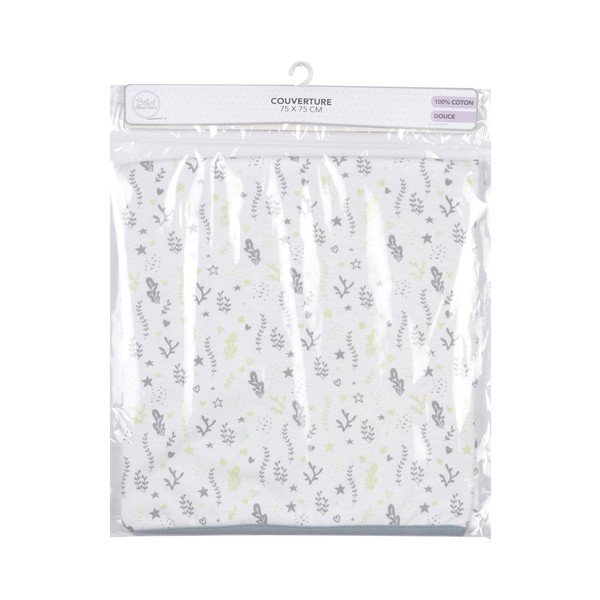 Coperta per bambini bianca/grigia in cotone 75x75 cm Ocean – Bébé Douceur-image-1