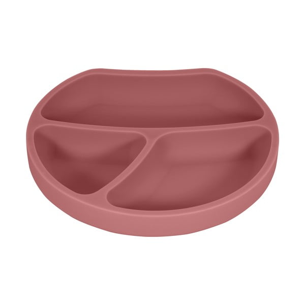 Piatto per bambini in silicone color mattone 19x20,5 cm Dusky Pink - Kindsgut-image-3