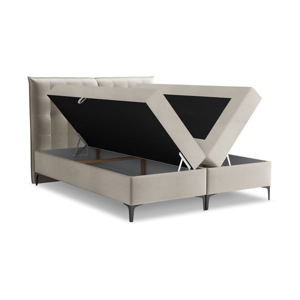 Letto boxspring grigio tortora con contenitore 160x200 cm Mikana – Makamii-image-1