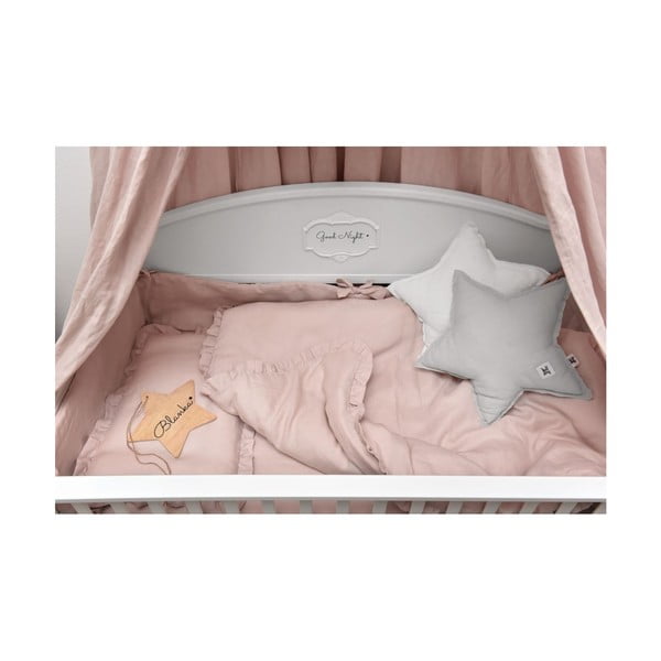 Lenzuolo di lino rosa per bebè Rosa polvere, 90 x 200 cm - BELLAMY-image-1