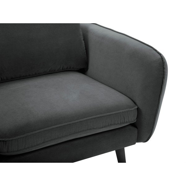 Poltrona in velluto grigio scuro con gambe nere Lento - Kooko Home-image-4