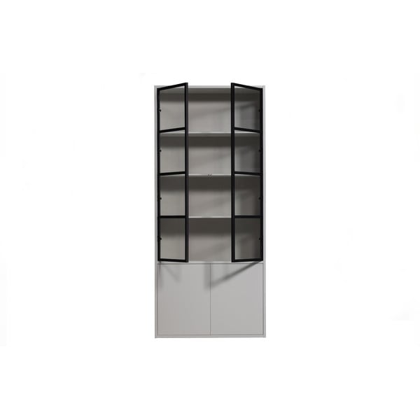 Vetrina in legno di pino grigio chiaro 101x230 cm Basic - vtwonen-image-3