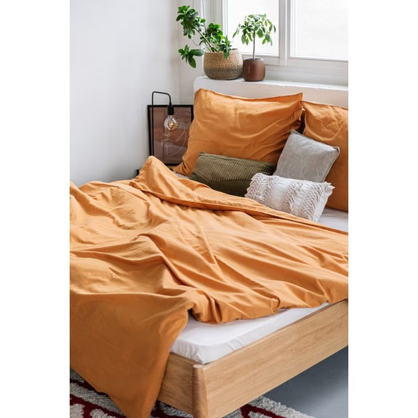 Lenzuolo matrimoniale arancione terracotta in cotone stonewashed , 200 x 200 cm - Bonami Selection-image-3