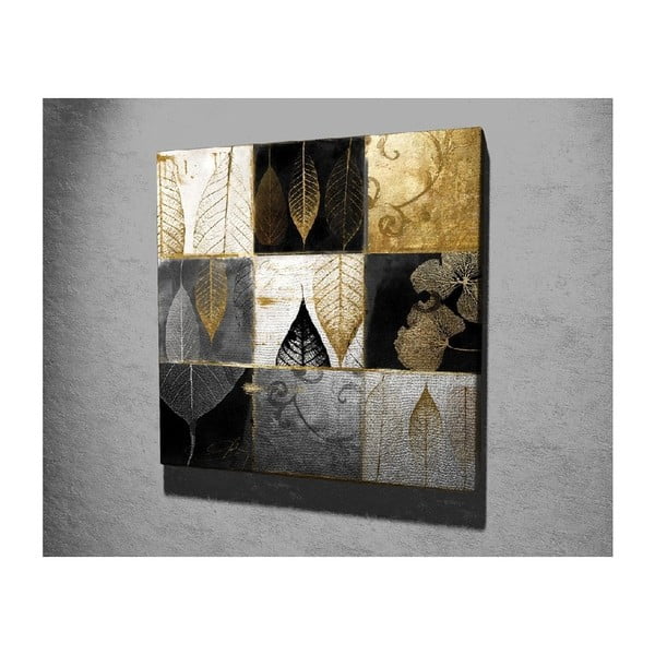 Pittura su tela Foglie d'oro, 45 x 45 cm - Wallity-image-1