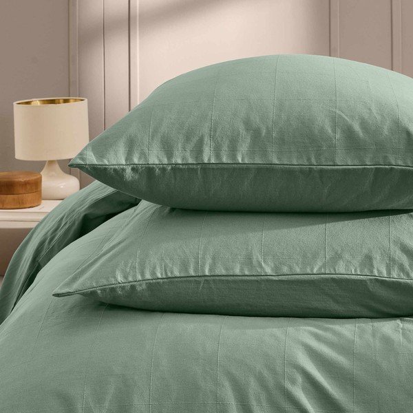 Set copripiumino e federa verde per letto matrimoniale ed esteso 240x220 cm Linella – douceur d'intérieur-image-3