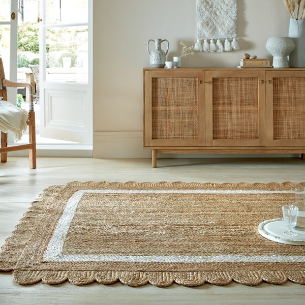 Tappeto bianco/di colore naturale in iuta tessuto a mano 120x170 cm Grace – Flair Rugs-image-1