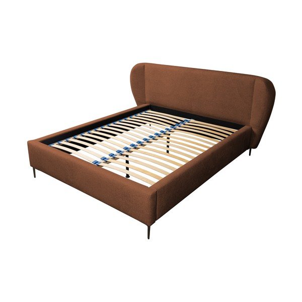 Letto matrimoniale imbottito color terracotta con rete inclusa 180x200 cm Makana – Makamii-image-2