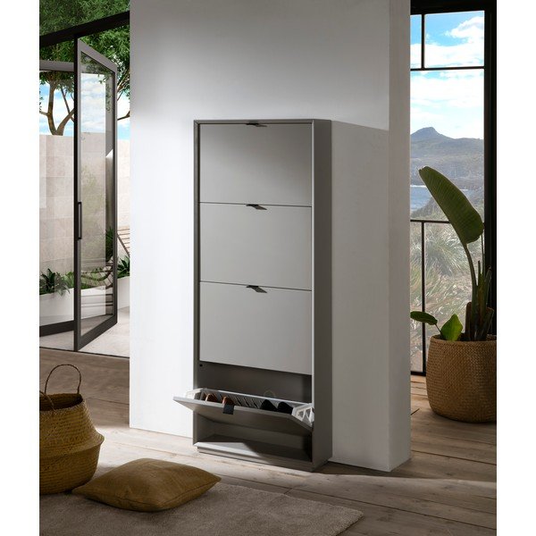 Scarpiera grigia con 4 cassetti Luka - Marckeric-image-1