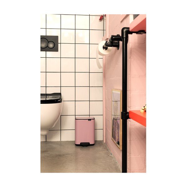 Cestino per la spazzatura rosa in acciaio con pedale 7 l Bo – Brabantia-image-1