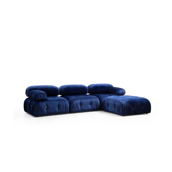 Divano angolare in velluto blu scuro (variabile) Bubble - Artie
