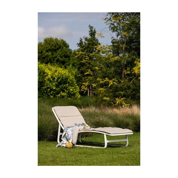 Sdraio da giardino in metallo bianco e crema Birch - Exotan-image-2