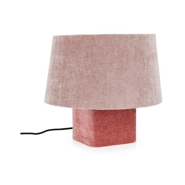 Lampada da tavolo rosa in metallo con paralume in tessuto (altezza totale 35 cm) Demra – Bizzotto