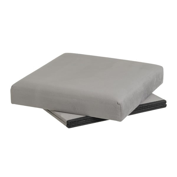 Poggiapiedi in velluto grigio chiaro Estela - Casa Selección-image-3