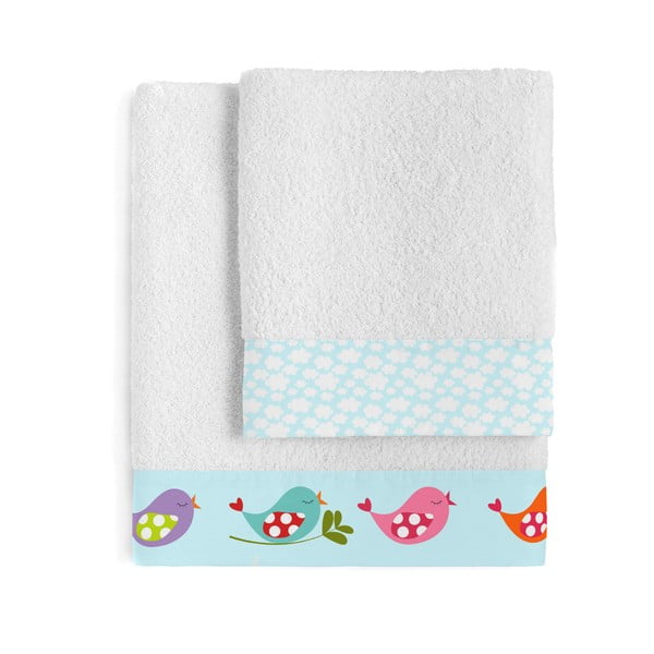 Set di asciugamani e teli da bagno in cotone bianco 2 pezzi 70x140 cm Little Birds - Mr. Fox