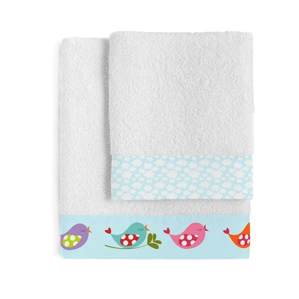 Set di asciugamani e teli da bagno in cotone bianco 2 pezzi 70x140 cm Little Birds - Mr. Fox