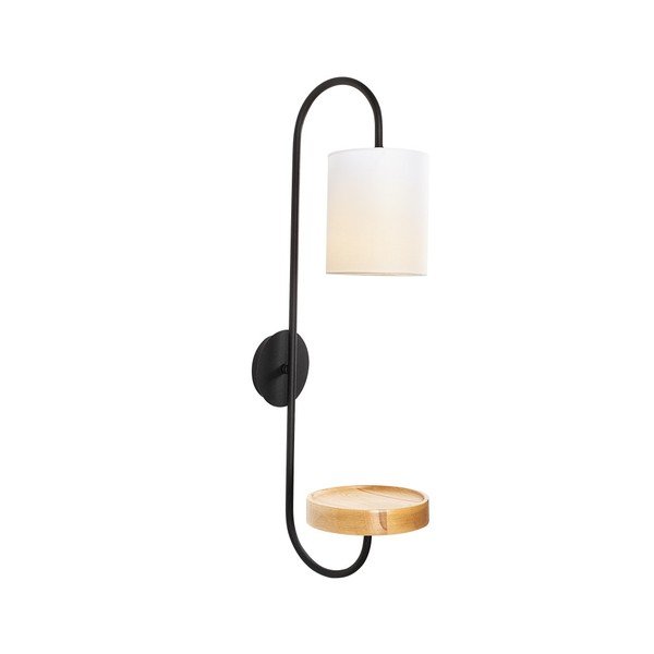 Lampada da parete in metallo nero con paralume bianco Opviq luci Marylena - Opviq lights-image-2